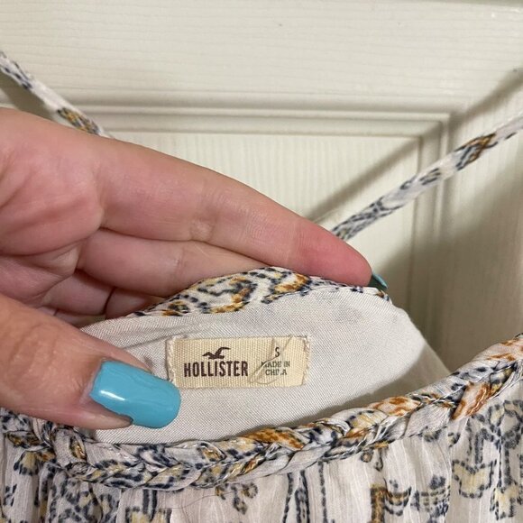 Hollister Womens White Aztec Pattern Braided Strap Bohemian Mini Dress Small - Picture 2 of 8